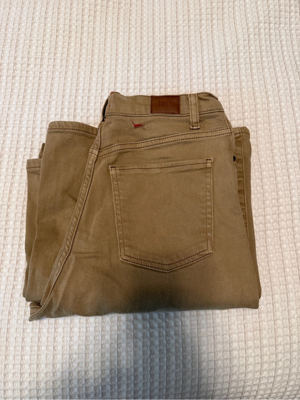 BDG Wide Leg Jeans in Olive Tan with Small Red Logo